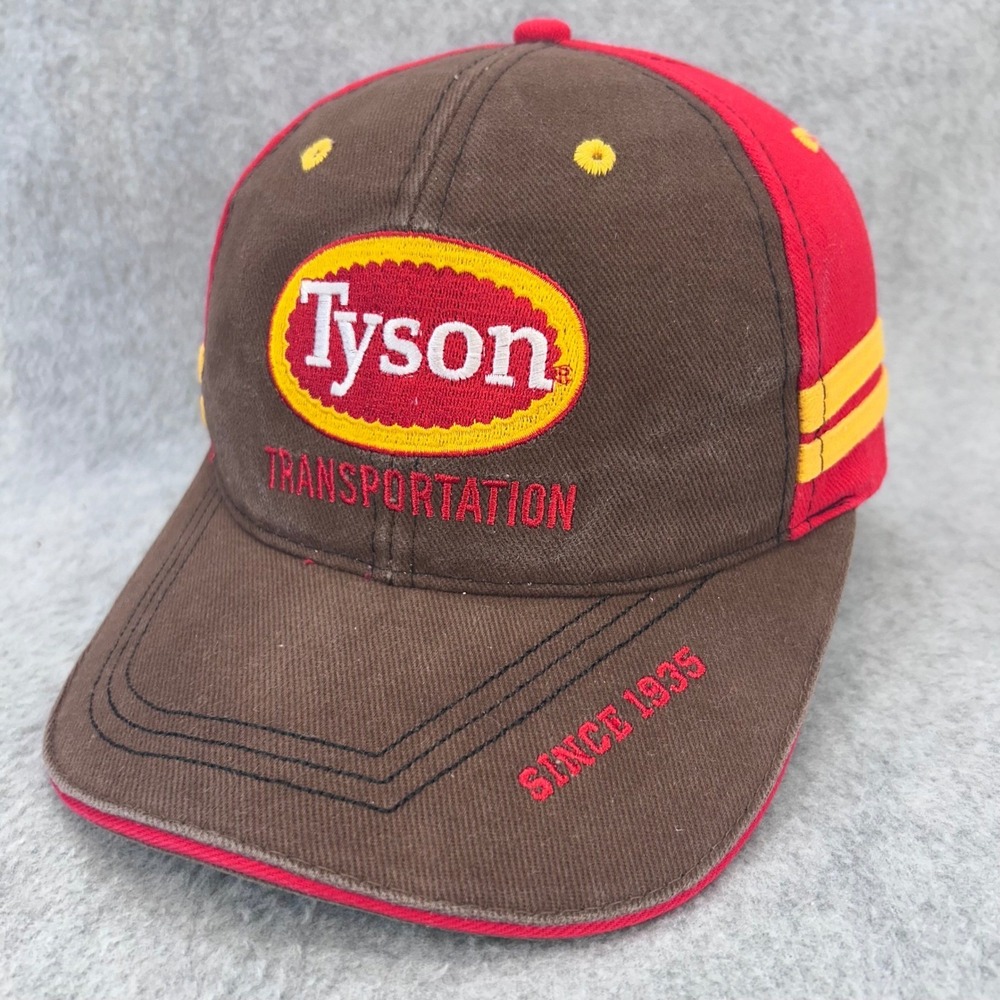 Tyson Transportation Mens Brown Red Tyson Foods Hat Racing Stripe OSFA